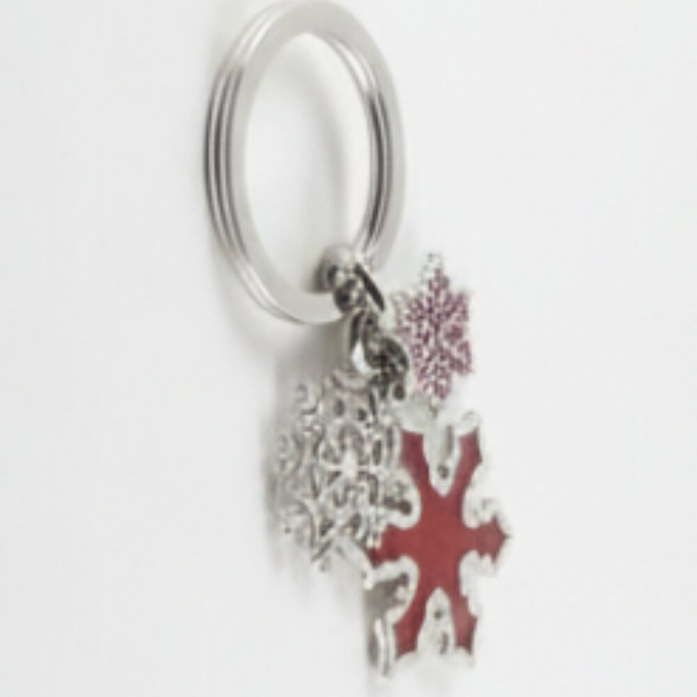 COACH - Snowflake (Cranberry Red) Silver-toned Keychain (Brand New)